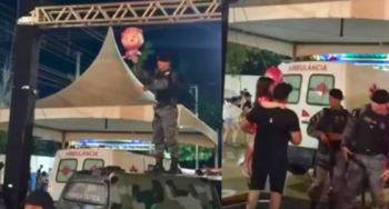 Policial resgata balo de criana no Carnaval e viraliza; veja o vdeo