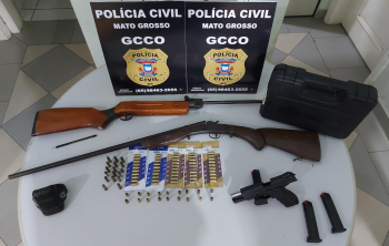 Polcia Civil apreende armas de fogo e mais de 80 munies em chcara na zona rural de Cuiab