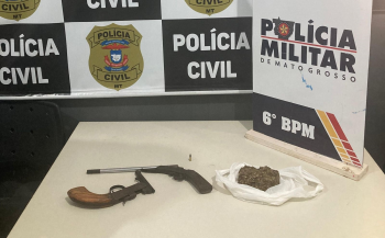 Membro de faco criminosa  preso com armas de fogo e poro de maconha em Cceres