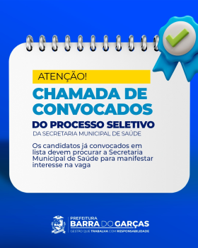 Prefeitura de Barra do Garas reitera convocao de candidatos aprovados no processo seletivo da Sade