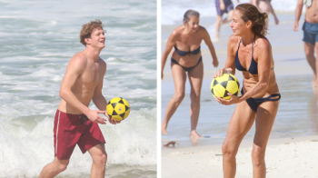 Famosos posam na praia em dia de sol; veja fotos