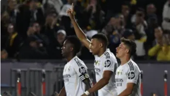 Mbapp� brilha com tr�s gols, e Real Madrid passeia diante do Kairat