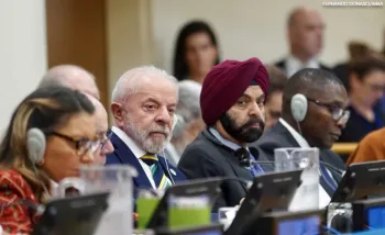 Lula e o presidente do Banco Mundial, Ajay Banga, estiveram reunidos em evento em que o TFFF foi debatido na ONU, em setembro