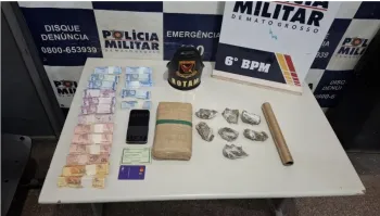 Rotam apreende menor faccionado com por��es e tablete de maconha em C�ceres