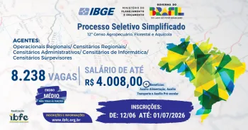 IBGE abre processo seletivo com 8.238 vagas tempor�rias de n�vel m�dio em todo o Brasil