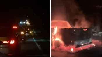 Carro pega fogo em acidente pr�ximo � comunidade Rio dos Peixes