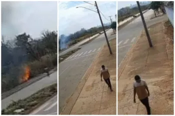 Imagem de c�mera de seguran�a mostra o momento do inc�ndio