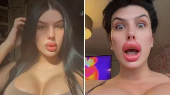 A modelo Sofia 'Lips', de 28 anos, afirma ser dona dos maiores l�bios do Reino Unido
