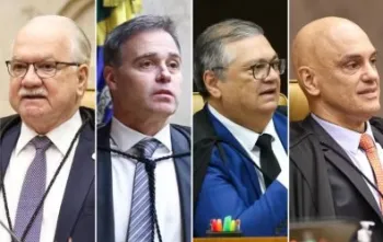 Ministros do STF Edson Fachin, Andr� Mendon�a, Fl�vio Dino e Alexandre de Moraes