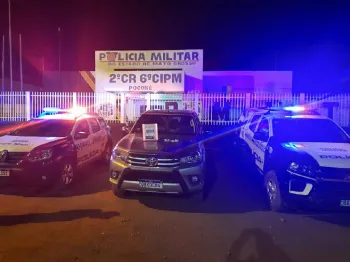 PM recupera Hilux com auxilio de rastreador de celular em Pocon�