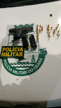 PMCE apreende pistola, carregadores e muni��es e prende dupla em Barbalha