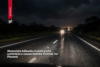 Motorista b�bado invade pista contr�ria e causa batida frontal, no Paran� (Ajustada por IA)
