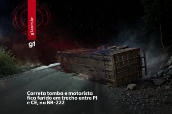 Carreta tomba em trecho entre PI e CE, na BR-222 (Ajustada por IA)