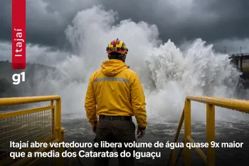 Itaipu abre vertedouro e libera volume de �gua quase 9x maior que a m�dia das Cataratas (Ajustada por IA)