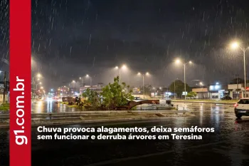 Chuva provoca alagamentos, deixa sem�foros sem funcionar e derruba �rvores em Teresina Foto: Reprodu��o (Ajustada por IA)
