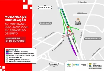 Faixas de pano e placas de sinaliza��o v�o orientar motoristas e pedestres na regi�o (PBH/Divulga��o)