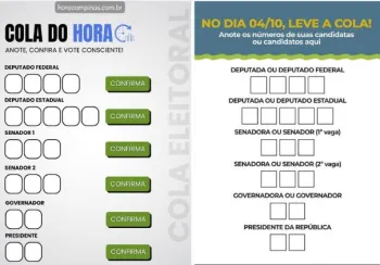 Modelo de colinha eleitoral para auxiliar na vota��o