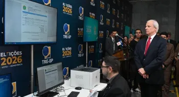 Cerim�nia de emiss�o do relat�rio do sistema de totaliza��o - Foto: TRE/Divulga��o