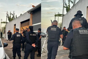 Mandado de busca foi cumprido em uma casa onde o investigado mora com o pai. Foto: Pol�cia Civil