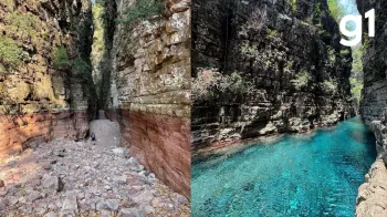 C�nion do Jatob� costuma encher completamente ap�s per�odo de chuvas em MT Foto: Luana Samaia Neves de Souza