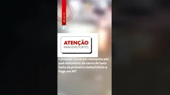 C�meras mostram momento em que motorista de carro de luxo bate na primeira moto em Cuiab� (Ajustada por IA)