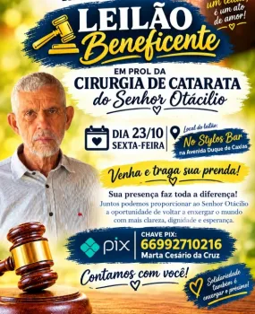 Leil�o beneficente em Aragar�as-GO para cirurgia de catarata do sr. Otac�lio