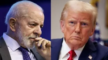 O presidente da Rep�blica, Luiz In�cio Lula da Silva, � esquerda, e o presidente dos Estados Unidos, Donald Trump, � direita� Marcelo Camargo/Ag�ncia Brasil | Andrew Harnik/Getty Images