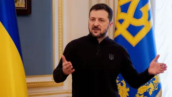 Volodymyr Zelensky em Kiev.� 19/2/2025 TETIANA DZHAFAROVA/Pool via REUTERS