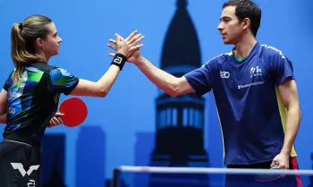 Buenos Aires, 27/07/2025 - Mesatenistas Bruna Takahashi e Hugo Calderano conquistam 1� t�tulo na disputa do WTT Contender de Buenos Aires. Foto: World Table Tennis/Divulga��o