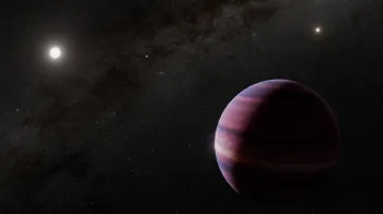 Concep��o art�stica mostra como seria um gigante gasoso orbitando Alfa Centauri A