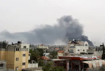 Fuma�a � vista em Rafah, no sul da Faixa de Gaza� 28/05/2024REUTERS/Hatem Khaled