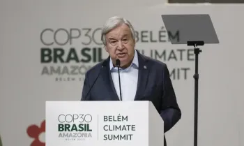 Bel�m (PA), 06/11/2025 - Presidente da da ONU, Ant�nio Guterres, discursa durante plen�ria geral dos l�deres na c�pula do clima, COP30. 
Foto: Bruno Peres/Ag�ncia Brasil