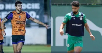 Pedro Raul e Flaco L�pez, protagonistas de Cear� e Palmeiras� Felipe Santos/Cear� e Cesar Greco/Palmeiras