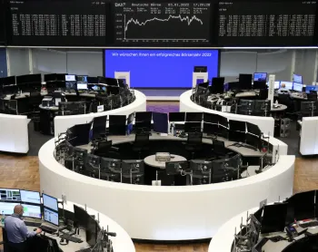 Gr�fico do �ndice de a��es alem�o DAX na Bolsa de Valores de Frankfurt, 3 de janeiro de 2022. REUTERS/Personal� Reuters
