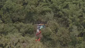 Aeronave caiu numa �rea de mata fechada, em Guaratiba, Zona Sudoeste do Rio Foto: Reprodu��o/RJ1