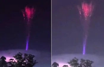 Raio azul rar�ssimo � registrado durante tempestade na Argentina Foto: Reprodu��o/X