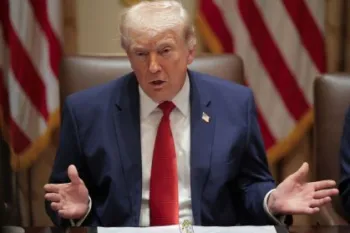 Presidente dos EUA, Donald Trump, durante uma reuni�o de gabinete na Casa Branca