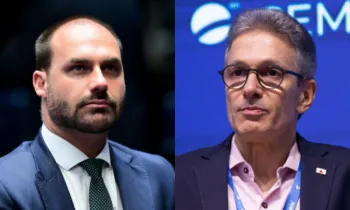 Ex-deputado federal Eduardo Bolsonaro (PL) e o ex-governador de MG Romeu Zema (Novo)