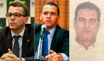 Os delegados Rivaldo Barbosa e Giniton Lages e o comiss�rio da Pol�cia Civil Marco Antonio de Barros Pinto Foto: Reprodu��o