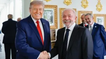 Donald Trump e Luiz In�cio Lula da Silva na Casa Branca, durante encontro no dia 7 de maio� Instagram/@lulaoficial