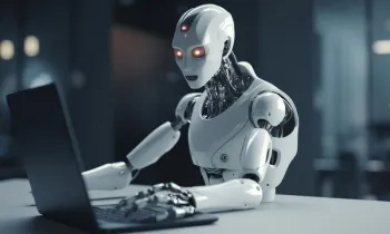 Rob� em frente ao computador
