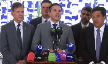 Hugo Motta, presidente da C�mara, durante entrevista coletiva