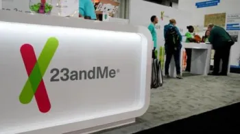Logotipo da 23andMe em uma conven��o de genealogia