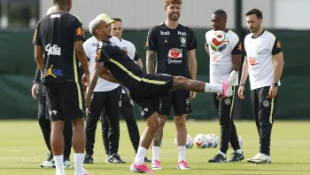 Wesley durante treino da Sele��o Brasileira em Nova Jersey