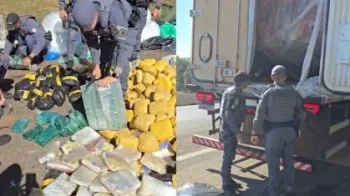 Durante fiscaliza��o, os policiais identificaram irregularidades nos lacres da carga Divulga��o/SSP-SP