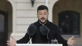 Zelensky chega a Londres para reuni�o com Starmer, Merz e Macron