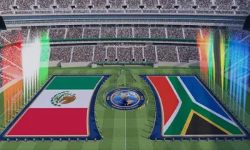 Representa��o da nova configura��o da cerim�nia de pr�-jogo da FIFA para a Copa do Mundo de 2026. Na imagem, bandeiras do M�xico e da �frica do Sul, sele��es que abrem o Mundial.