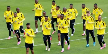 Jogadores da �frica do Sul durante treino para a Copa do Mundo de 2026