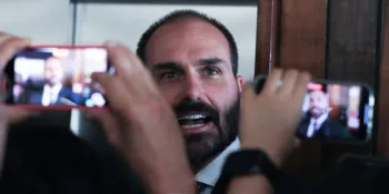 Eduardo Bolsonaro durante entrevista em Bras�lia. Foto: Lula Marques/Ag�ncia Brasil