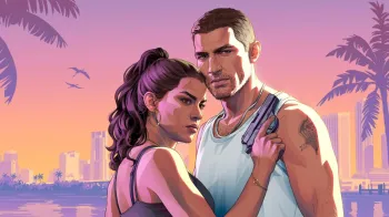 Arte de capa do GTA 6 mostrando os personagens jog�veis Jason e Lucia